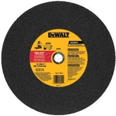 Dewalt DeWalt DW8001 General Purpose Metal Cutting Wheel 14" DIA.7/64" Thick  24 Grit Aluminum Oxide DW8001